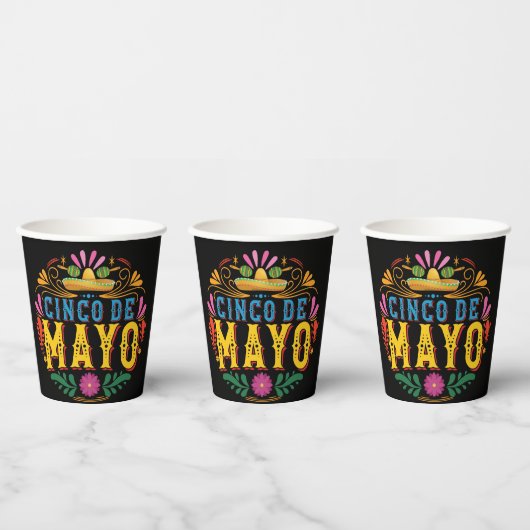 おもしろいCinco de Mayo Mexican Hat,カラフルの花 紙コップ (複数)