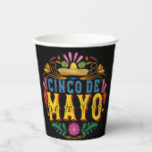 おもしろいCinco de Mayo Mexican Hat,カラフルの花 紙コップ (正面)