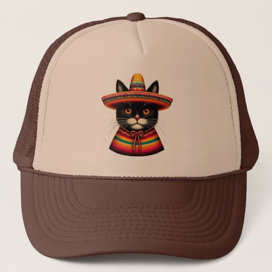 おもしろいCinco De Mayo Sombrero Festivaメキシコ猫 キャップ (正面)