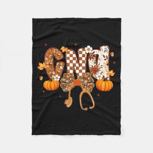 おもしろいCNA看護師コケッティーボウ聴診器秋の女の子 フリースブランケット (正面)