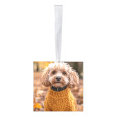 おもしろいCockapoo Santa Dog 2枚の写真クリスマス キューブオーナメント (右)