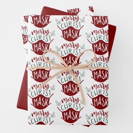 おもしろいCOVID-19キリストメリーマスク顔マスク ラッピングペーパーシート (インサイチュ)