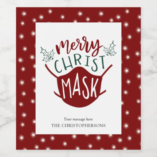 おもしろいCOVID-19キリストメリーマスク顔マスク ワインラベル (シングルラベル)