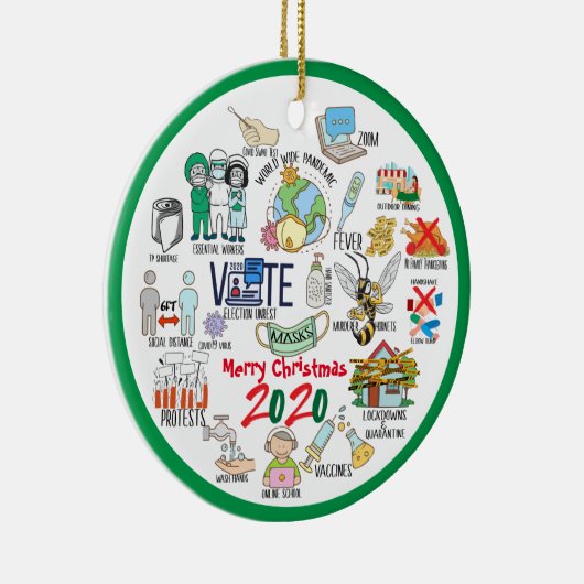 おもしろいCovid 19 2020クリスマスメモリ2セラミック セラミックオーナメント (右)