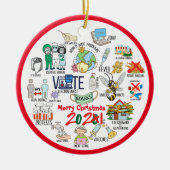 おもしろいCovid 19 2021クリスマスメモリーセラミック セラミックオーナメント (正面)