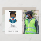 おもしろいCovid-19 African American Boy卒業写真 案内状 (正面/裏面)