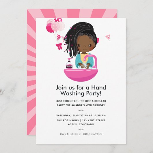 おもしろいCovid-19 Corona Virusをテーマにした少女誕生日 招待状 (正面/裏面)