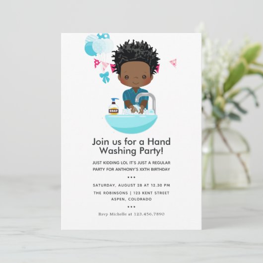 おもしろいCovid-19 Corona Virusをテーマにした少年誕生日 招待状 (スタンド正面)