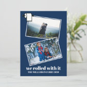 おもしろいCovid Christmas 2枚フォトブモダンルー シーズンカード (スタンド正面)