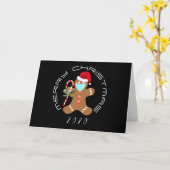 おもしろいCovid Christmas 2020ジンジャーブレッドマン カード (黄色い花)