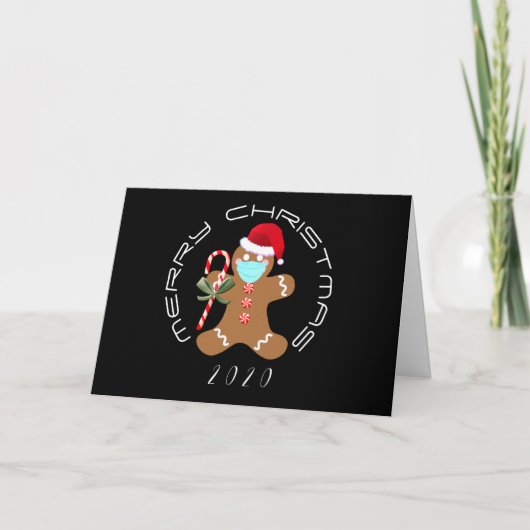 おもしろいCovid Christmas 2020ジンジャーブレッドマン カード (正面)