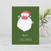 おもしろいCovid Santa仮面ホリデーフォトカード 招待状 (スタンド正面)