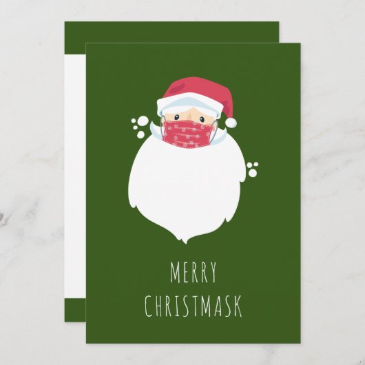 おもしろいCovid Santa仮面ホリデーフォトカード 招待状 (正面/裏面)