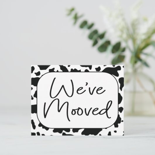 おもしろいCow New Home Address引っ越しました ポストカード (スタンド正面)