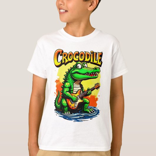 おもしろいCrocodile Tシャツ：ギター遊のグラフィック Tシャツ (正面)
