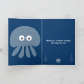 おもしろいCute&Blueクラゲ予測できなのクリスマスカード シーズンカード (内部)