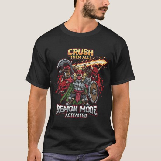 おもしろいDemon Mode Activatedゲーミングシャツ | RPGファント Tシャツ (正面)