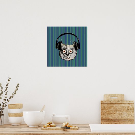 おもしろいDJ猫 ポスター (キッチン)