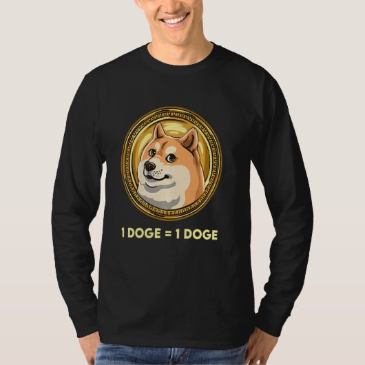 おもしろいDogecoin暗号通貨ミームコイン1ドージ1 D Tシャツ (正面)