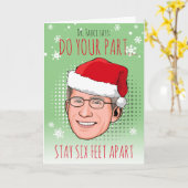 おもしろいDr. Fauci Christmas: Stay Six Christmas カード (黄色い花)