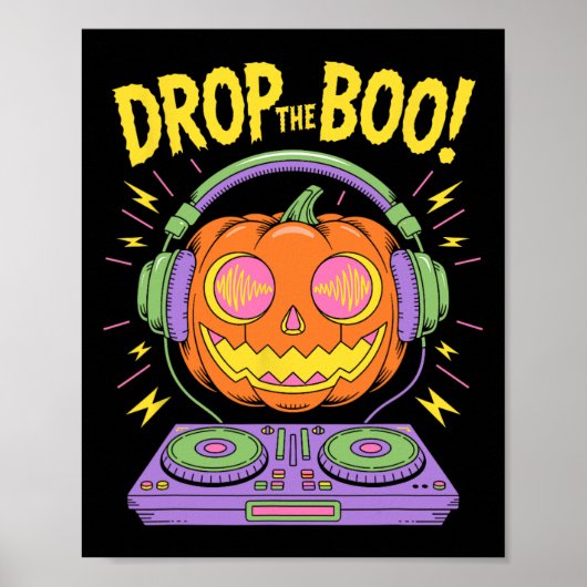 おもしろいEdm Dj Halloween Pumpkin ポスター (正面)