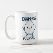 「おもしろいEggpress Yourself」名前をカスタムする コーヒーマグカップ (左)