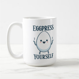 「おもしろいEggpress Yourself」名前をカスタムする コーヒーマグカップ