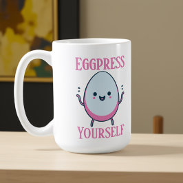 「おもしろいEggpress Yourself」名前をカスタムする コーヒーマグカップ