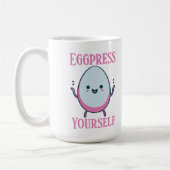 「おもしろいEggpress Yourself」名前をカスタムする コーヒーマグカップ (左)