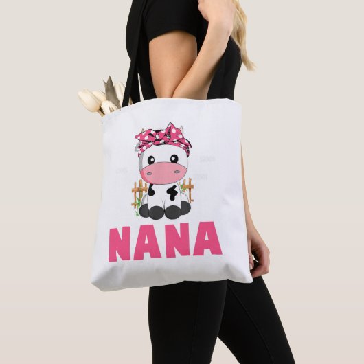 おもしろいFマッチングNana Cowかわいい牛農家誕生日 トートバッグ (クローズアップ)