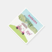 おもしろいFEMゴルフカート名勝カスタムモノグラム名 スタンダードカクテルナプキン (角)