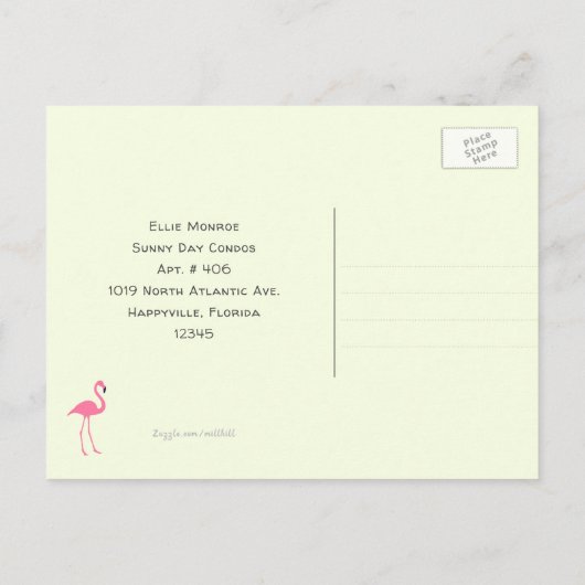 おもしろいFlamingosの新しいアドレス 案内ポストカード (裏面)