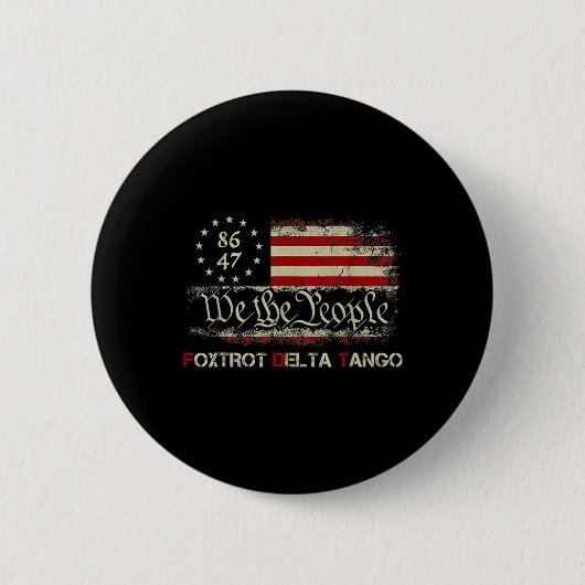 おもしろいFoxtrots Delta Tangos我々人々アメリカ 缶バッジ (正面)