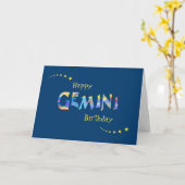 おもしろいGEMINI〔占星術の〕十二宮図署名誕生日応答 カード (黄色い花)