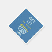 "おもしろいGet Lit"シックな(ユダヤ教)メノラーパーソナライズされたハヌカー スタンダードカクテルナプキン (角)