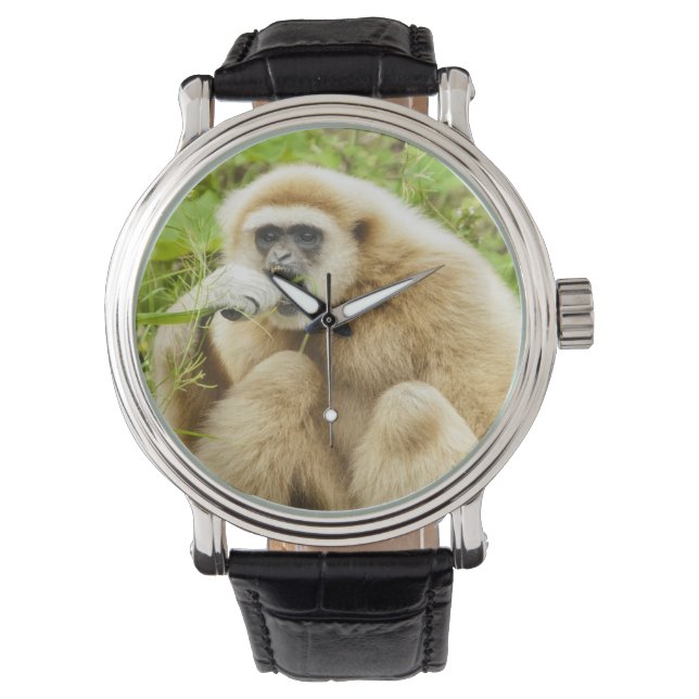 おもしろいGibbon Monkeyフォトキッズ 腕時計 (正面)