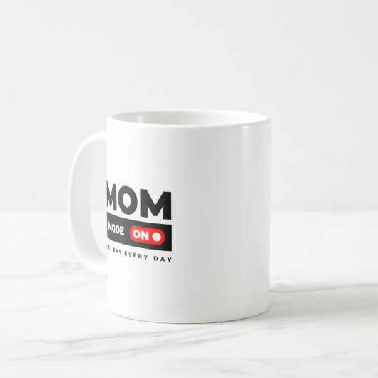 おもしろいgiftful mom mode on - はっきりしたデザイン コーヒーマグカップ (正面左)