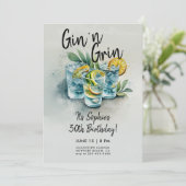おもしろいGin n Grin Drinksパーティー30歳モダンの誕生日 招待状 (スタンド正面)