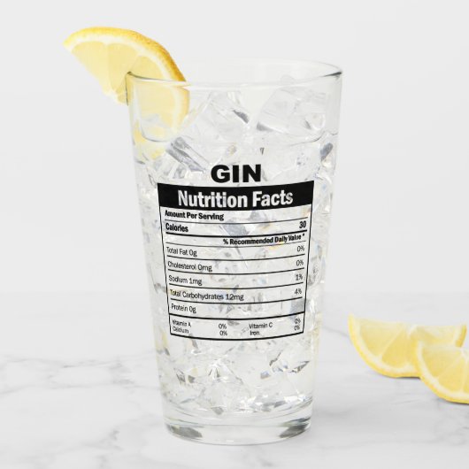 おもしろいGin Nutrition Facts Glass タンブラーグラス (アイス正面)