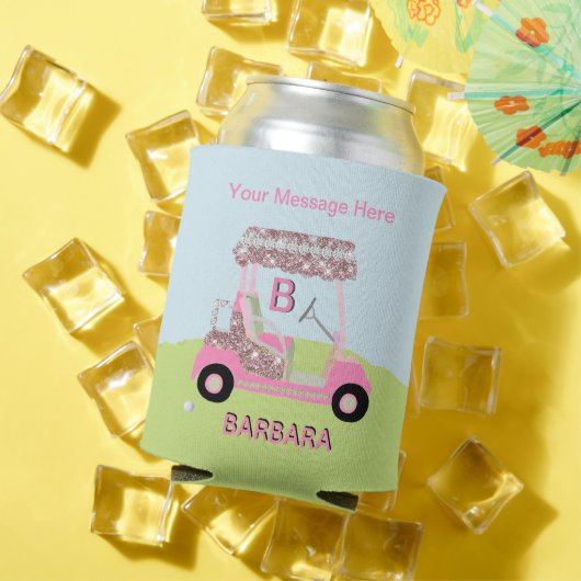 おもしろいGLAMゴルフカートのメッセージモノグラム名 缶クーラー (インサイチュ 夏)