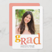 おもしろいGRADシック写真モダンタイポグラフィピンクイエロー 招待状 (正面/裏面)