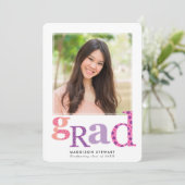 おもしろいGRADシック写真モダンタイポグラフィピンクパープル 招待状 (スタンド正面)