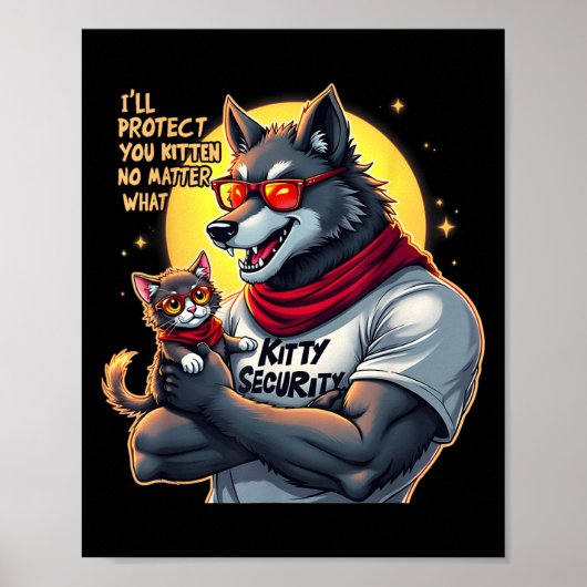 おもしろいGraphic Tee Ill 保護 You Kitten Alpha Wol ポスター (正面)