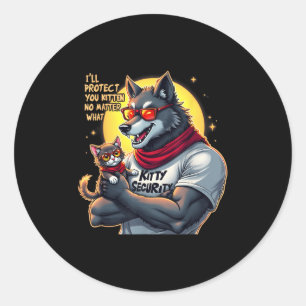 おもしろいGraphic Tee Ill 保護 You Kitten Alpha Wol ラウンドシール
