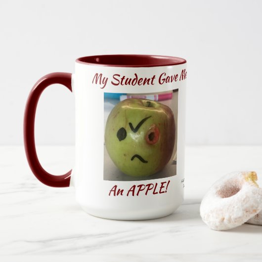 おもしろいGREEN & RED "Apple from My Student" マグカップ (ドーナツ付き)