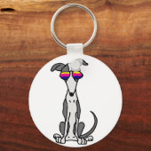 おもしろいGreyhound Dog in Sunglasses キーホルダー (正面)