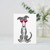 おもしろいGreyhound Dog in Sunglasses ポストカード (スタンド正面)