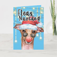 おもしろいGreyhound Santa dog Christmas fleas navidog