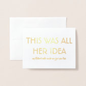 おもしろいGroomsmanまたは花婿介添人 – 彼女のアイディア 箔カード (封筒付き正面)