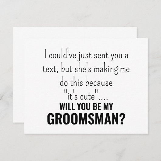 おもしろいgroomsman花婿介添人提案カード サンキューカード (正面/裏面)